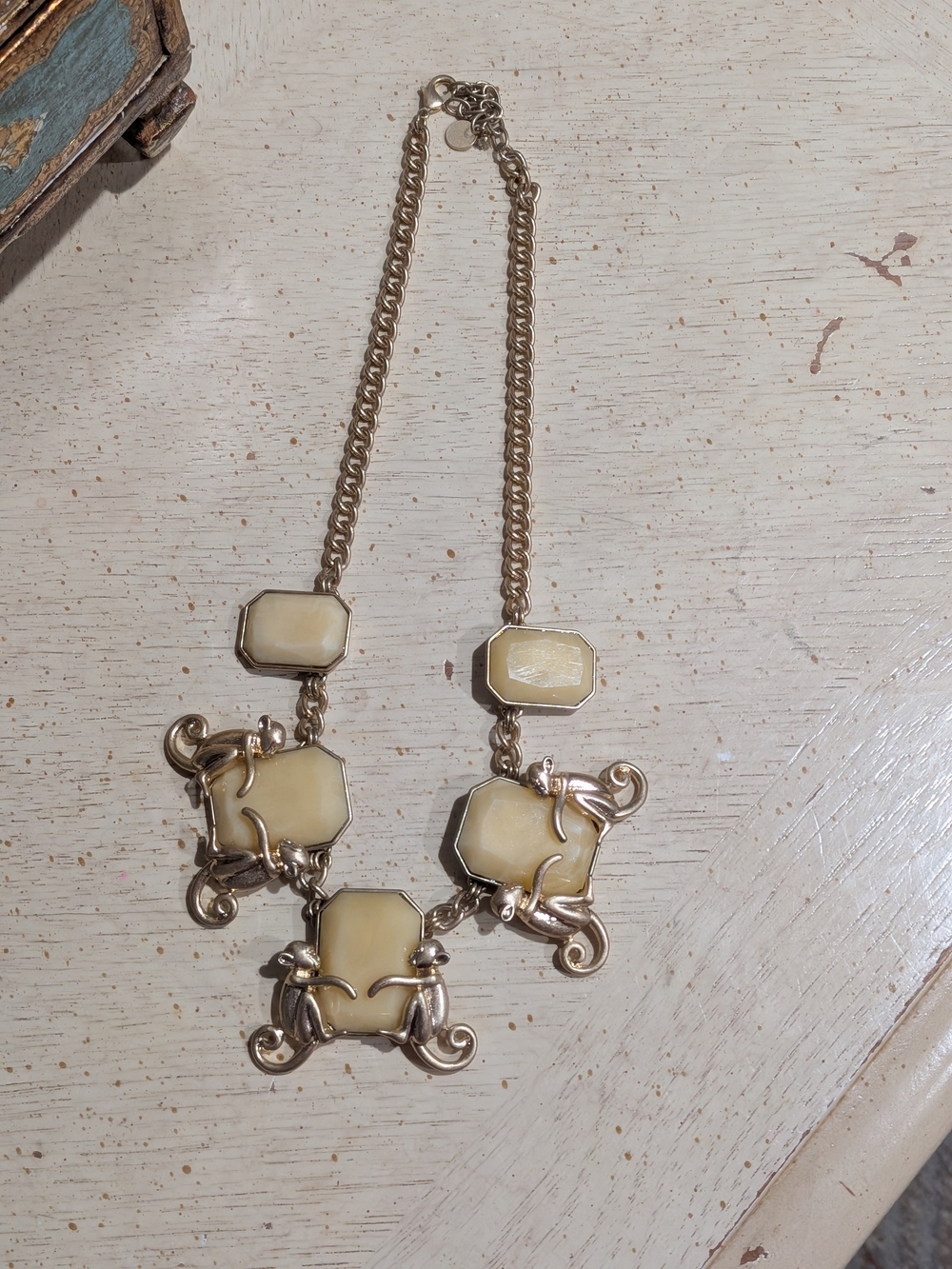 Gold-Tone Cream Statement Necklace - Elegant Women’s Jewelry
